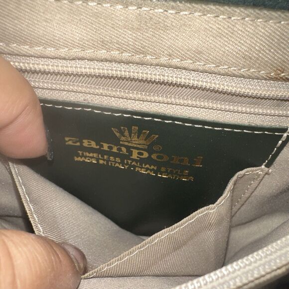 Zamponi DIAMONTE Italian Croc Embossed Premium Leather Bag Handcrafted Olive - Picture 8 of 8